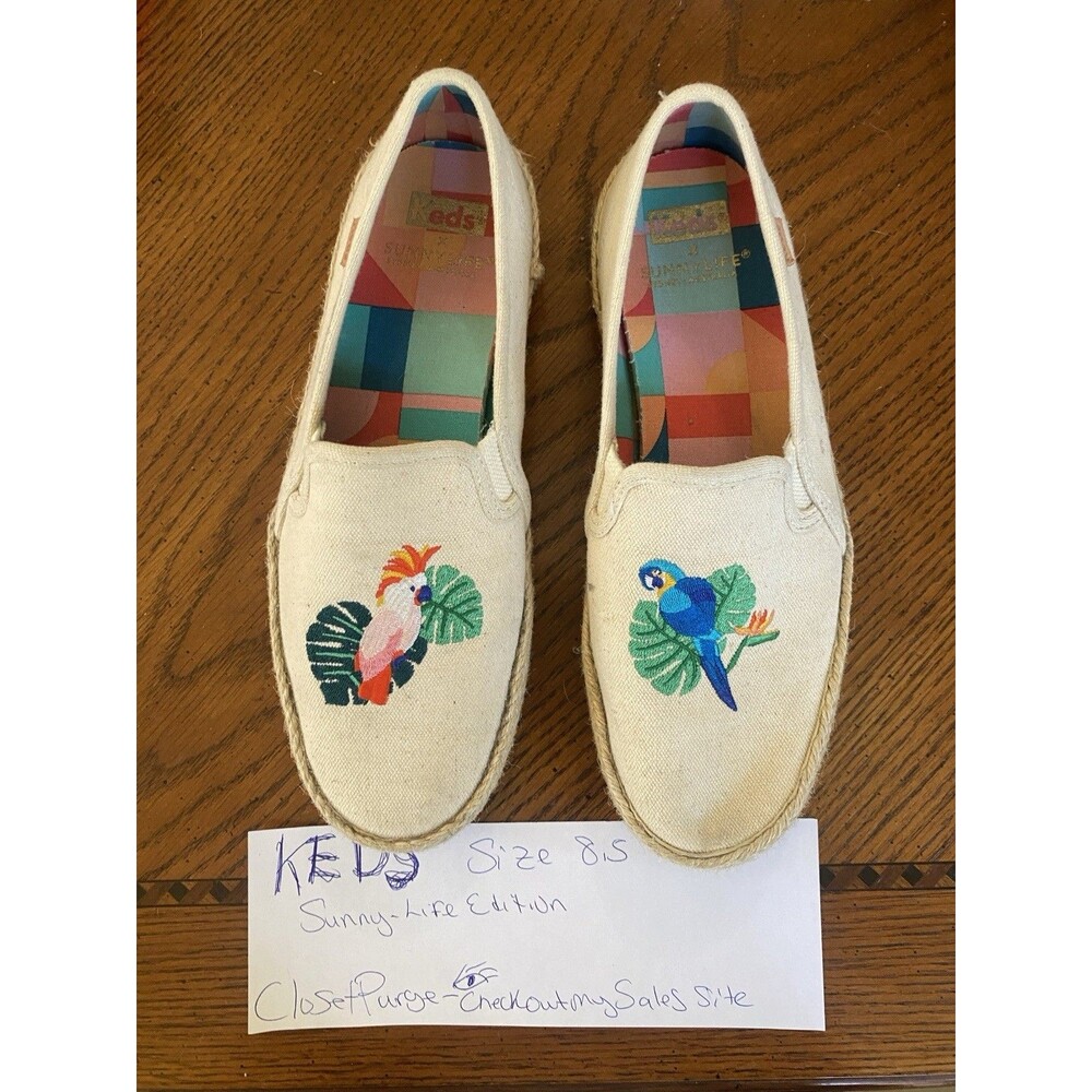 Keds Sunny Life Double Decker Canvas Parrot Slip Ons Sz 8.5 M